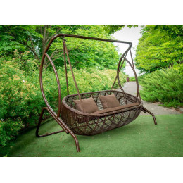 Садовые качели из ротанга Marou ECO Коричневые