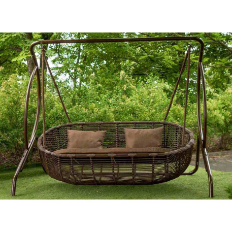 Садовые качели из ротанга Marou ECO Коричневые1