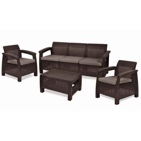 Комплект садовой мебели Keter Corfu Set Max Brown Taupe Curver Коричневый1