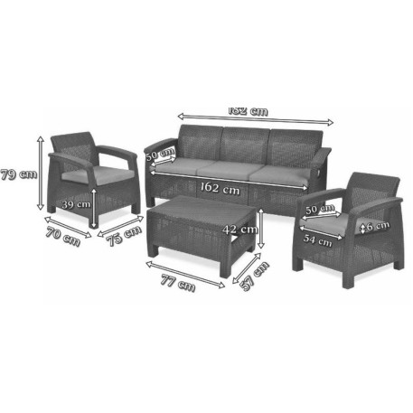 Комплект садовой мебели Keter Corfu Set Max Brown Taupe Curver Коричневый5