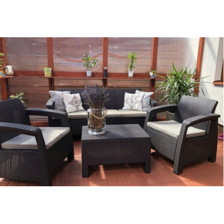 Комплект садовой мебели Keter Corfu Set Max Grafit Taupe Curver Графит2
