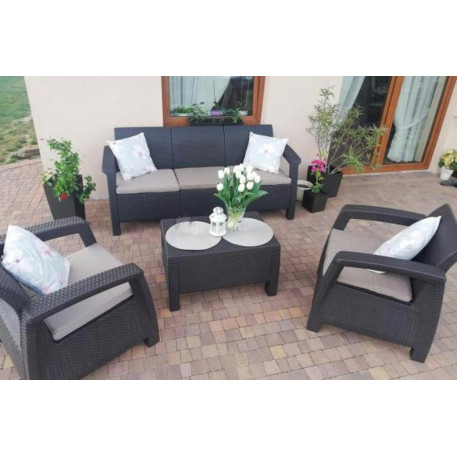Комплект садовой мебели Keter Corfu Set Max Grafit Taupe Curver Графит3
