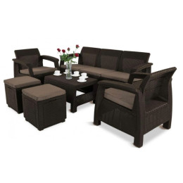 Комплект садовой мебели Keter Corfu Set Max Brown + пуфы коричневый
