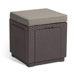 Пластиковый пуф CURVER CUBE WITH CUSHION Коричневый