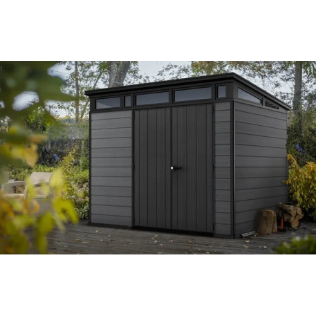 Домик садовый пластиковый Keter Cortina 9×7 темно-серый2
