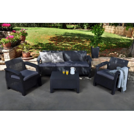 Комплект садовой мебели Keter Corfu Set Max Grafit Taupe Curver Графит1
