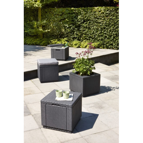 Пластиковый пуф CURVER CUBE WITH CUSHION Графит2