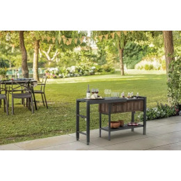 Садовый раздвижной барный стол Keter Extendable Party Station - орех