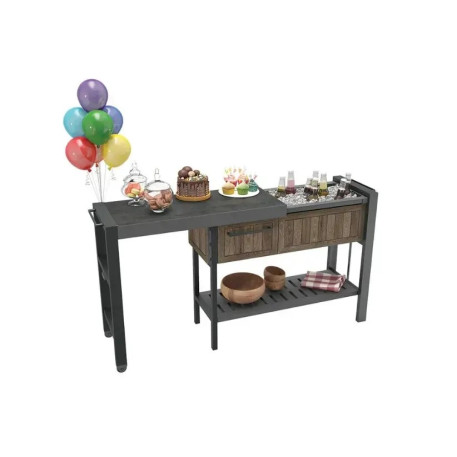 Садовый раздвижной барный стол Keter Extendable Party Station - орех5