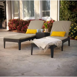 Шезлонг пластиковый Jaipur Sun lounger с матрасом Коричневый