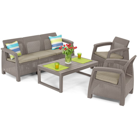 Комплект садовой мебели Keter Corfu Set Lyon Max Капучино1