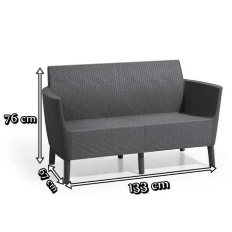 Диван садовый SALEMO 2 SOFA Графит1