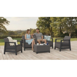 Набор пластиковой мебели для сада Keter Scandi Linea ІІІ Seater Set,графит/серый