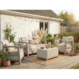 Набор пластиковой мебели для сада Keter Scandi Linea ІІІ Seater Set,бежевый/светло-бежевый