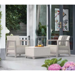 Набор пластиковой мебели для сада и балкона Keter Scandi Linea Balcony Set,бежевый/светло-бежевый