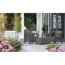 Набор пластиковой мебели для сада и балкона Keter Scandi Linea Balcony Set,графит/серый