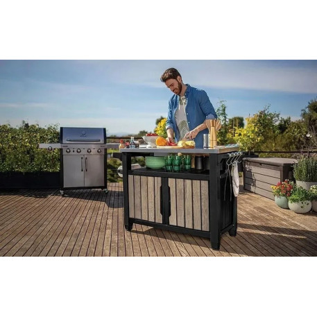 Садовый стол для барбекю KETER UNITY XL 207л Ясень1