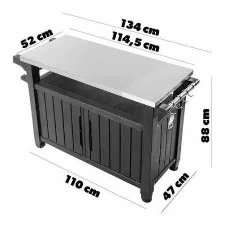 Садовый стол для барбекю KETER UNITY XL 207л Орех2