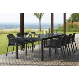Комплект мебели для террасы NARDI SET TAVOLO RIO 210-280 WITH NET Antracite на 8 мест
