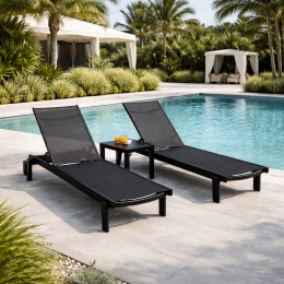 Комплект 2 шезлонга Siesta Casablanca + Стол Siesta Ocean Side Table - Black