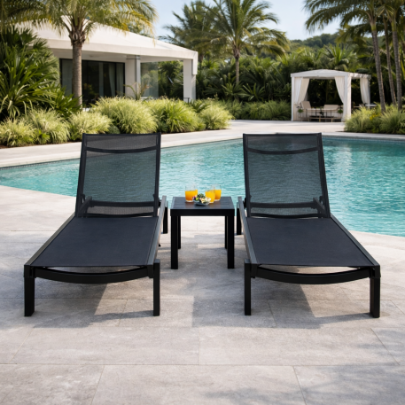 Комплект 2 шезлонга Siesta Casablanca + Стол Siesta Ocean Side Table - Black1
