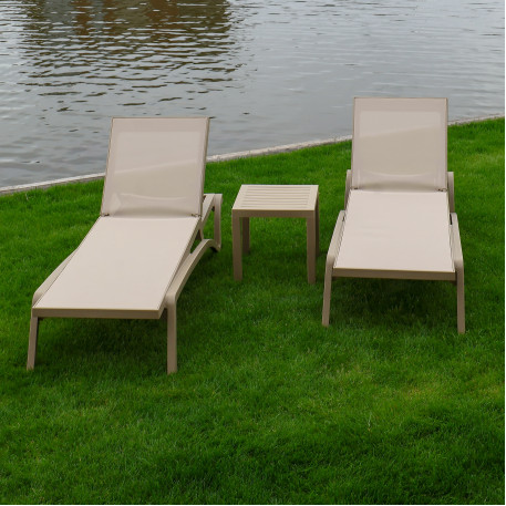Комплект 2 шезлонга Siesta Pacific + Стол Siesta Ocean Side Table - Taupe1