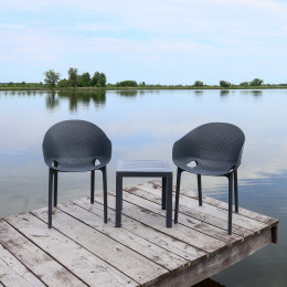 Комплект 2 стула Siesta Sky Pro + Стол Siesta Ocean Side Table - Dark Grey