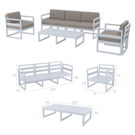 Комплект мебели для террасы Siesta Mykonos Lounge Set XL White Белый13