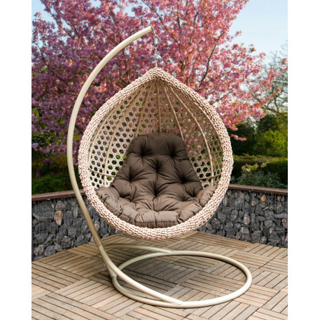 Подвесное кресло кокон Колибри Премиум Бежевое1