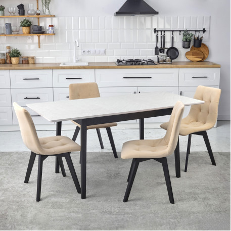 Комплект обеденный Onto Леонардо 120 серо-бежевый + 4 стула Дарио бежевые1
